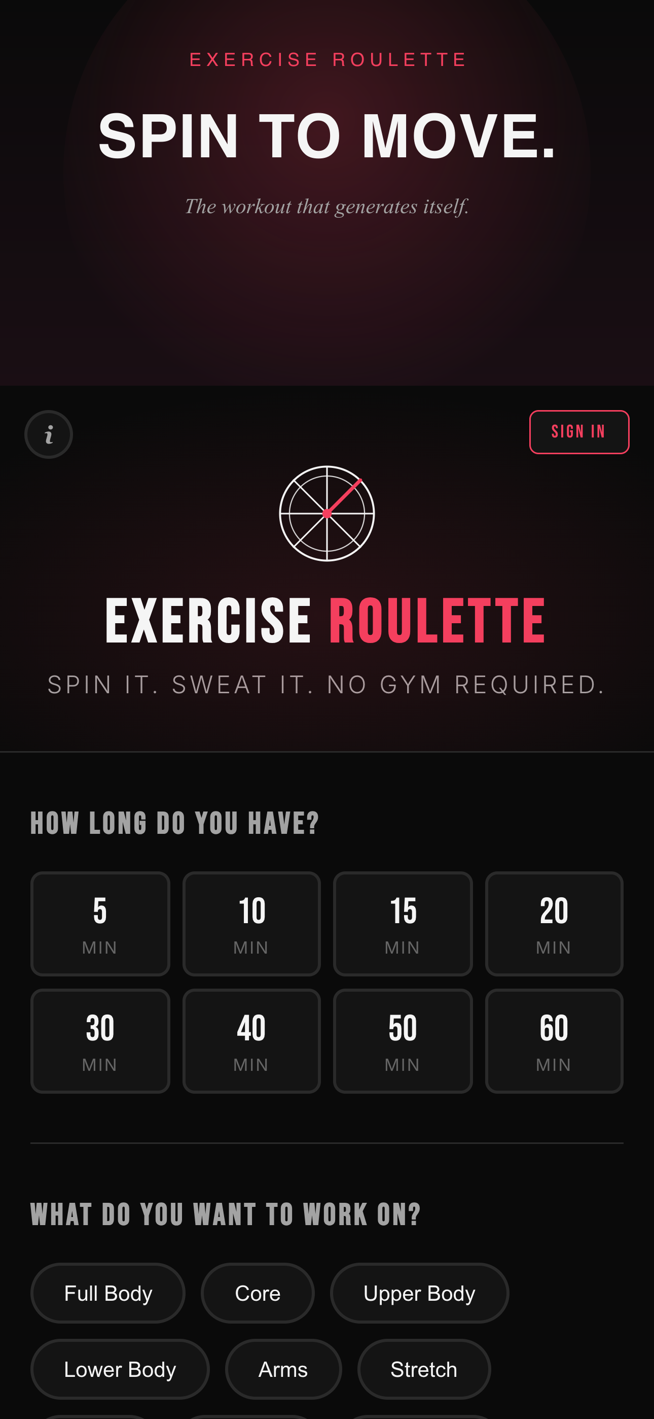 Exercise Roulette — Spin to Move